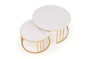 MERCURY 3 zestaw 2 ław, zestaw 2 ław, kolor: biały marmur / złoty (2p=1szt)