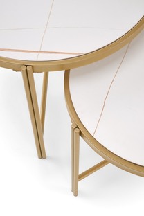 FATIMA  set of two coffee tables, white marble / gold