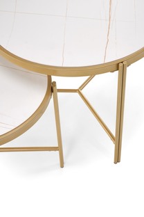 FATIMA  set of two coffee tables, white marble / gold