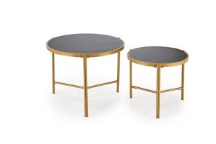 FATIMA set of two coffee tables, black marble / gold