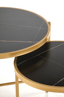 FATIMA set of two coffee tables, black marble / gold