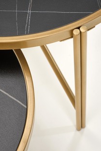 FATIMA set of two coffee tables, black marble / gold