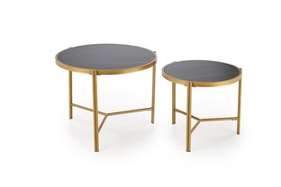 FATIMA set of two coffee tables, black marble / gold