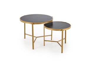 FATIMA set of two coffee tables, black marble / gold