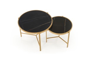 FATIMA set of two coffee tables, black marble / gold