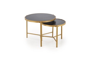 FATIMA set of two coffee tables, black marble / gold