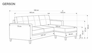 GERSON sofa with ottoman, color: grey