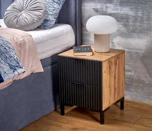 NELA bedside table, craft oak - black