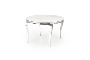 REGINALD table, color: top - white marble, legs - silver