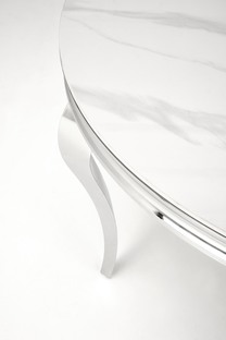 REGINALD table, color: top - white marble, legs - silver