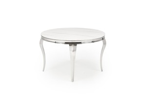 REGINALD table, color: top - white marble, legs - silver