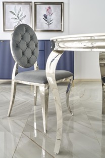 REGINALD table, color: top - white marble, legs - silver