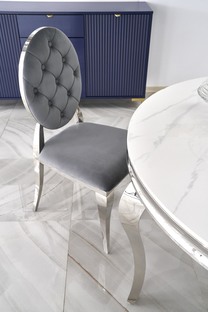 REGINALD table, color: top - white marble, legs - silver