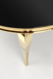 REGINALD_2 table, color: top - black glass, legs - gold