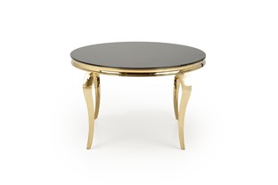 REGINALD_2 table, color: top - black glass, legs - gold