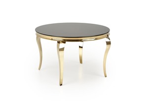 REGINALD_2 table, color: top - black glass, legs - gold