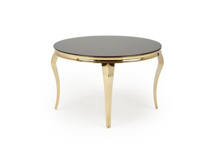 REGINALD_2 table, color: top - black glass, legs - gold