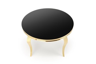 REGINALD_2 table, color: top - black glass, legs - gold