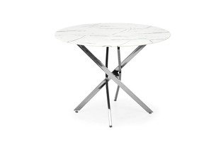 RAYMOND 2 table, white marble / silver