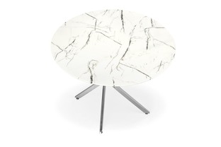 RAYMOND 2 table, white marble / silver
