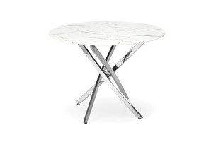 RAYMOND 2 table, white marble / silver
