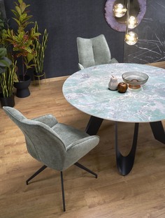 GIOVANI round table, green marble / black