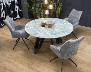 GIOVANI round table, green marble / black