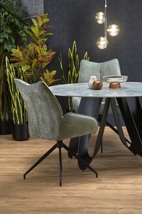 GIOVANI round table, green marble / black