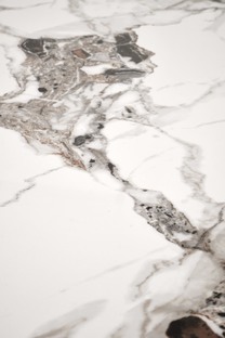 EMILIO 120 table, color: top - white marble, legs - black
