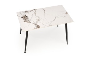 EMILIO 120 table, color: top - white marble, legs - black