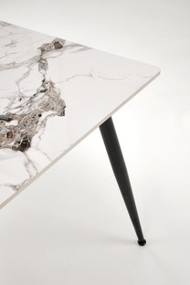 EMILIO 140 table, color: top - white marble, legs - black