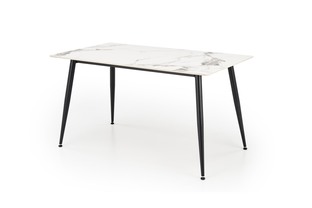 EMILIO 140 table, color: top - white marble, legs - black