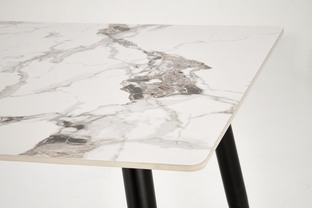 EMILIO 140 table, color: top - white marble, legs - black