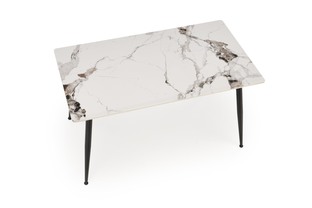 EMILIO 140 table, color: top - white marble, legs - black