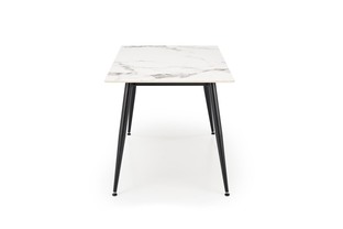 EMILIO 140 table, color: top - white marble, legs - black