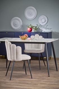 EMILIO 120 table, color: top - white marble, legs - black