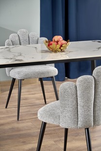 EMILIO 120 table, color: top - white marble, legs - black
