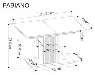 FABIANO extension table, artisan oak / black