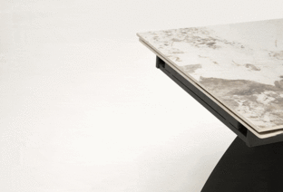 HILARIO stół rozkładany, blat - biały marmur, nogi - czarny