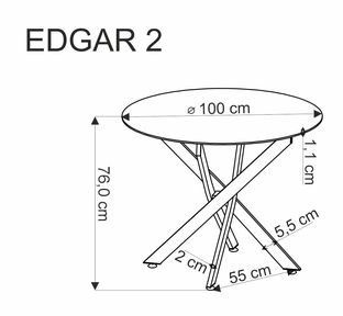 EDGAR 2 stół okrągły, blat - biały marmur, nogi - czarny