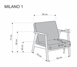 MILANO 1S fotel - niebieski tap. Castel 74