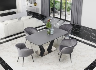 FANGOR extension table, color: top - dark grey, legs - black