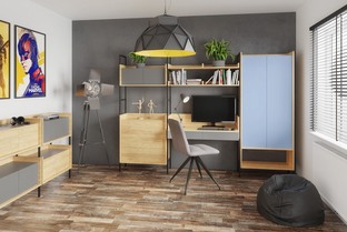 MOBIUS KOMODA 3S korpus: hikora naturalna, fronty - niebieski horyzont (1p=2szt)