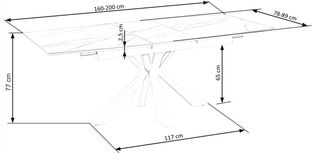 VIVALDI extension table white marble, leg white