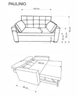 PAULINIO sofa rozkładana, popielaty