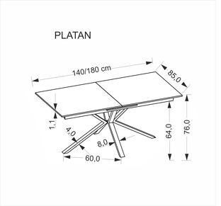 PLATAN extension table, white marble / black