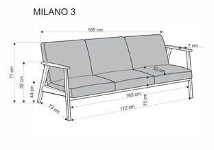 MILANO 3S sofa- popielaty tap. Castel 93 (1p=1szt)