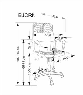 BJORN fotel obrotowy czarno-popielaty