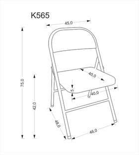 K565 krzesło składane, czarny (1p=6szt)