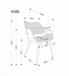 K586 chair, color: walnut / black